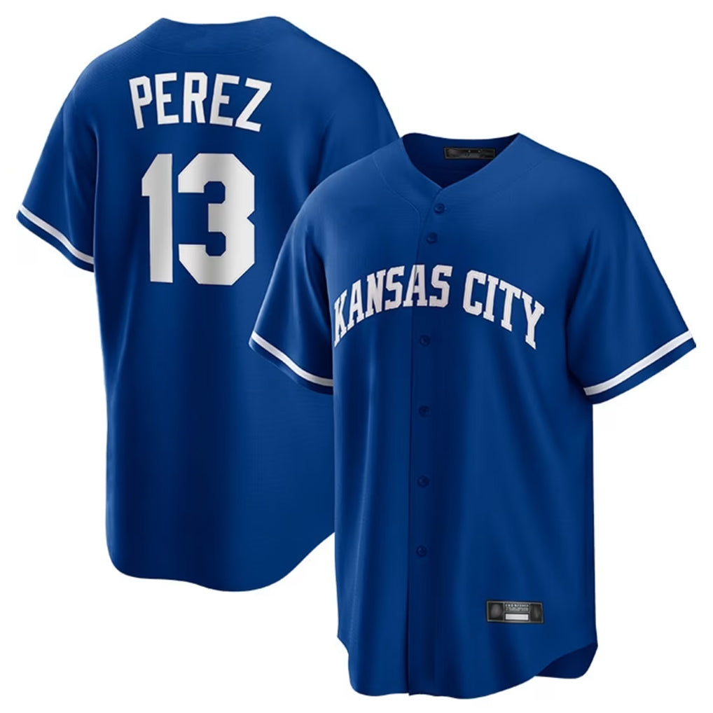 Ldoa KC.Royals #13 Salvador Perez Player Royal Game Home Stitched Jerseys