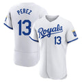 Ldoa KC.Royals #13 Salvador Perez Player White Limited Elite Home Game Stitched Jerseys