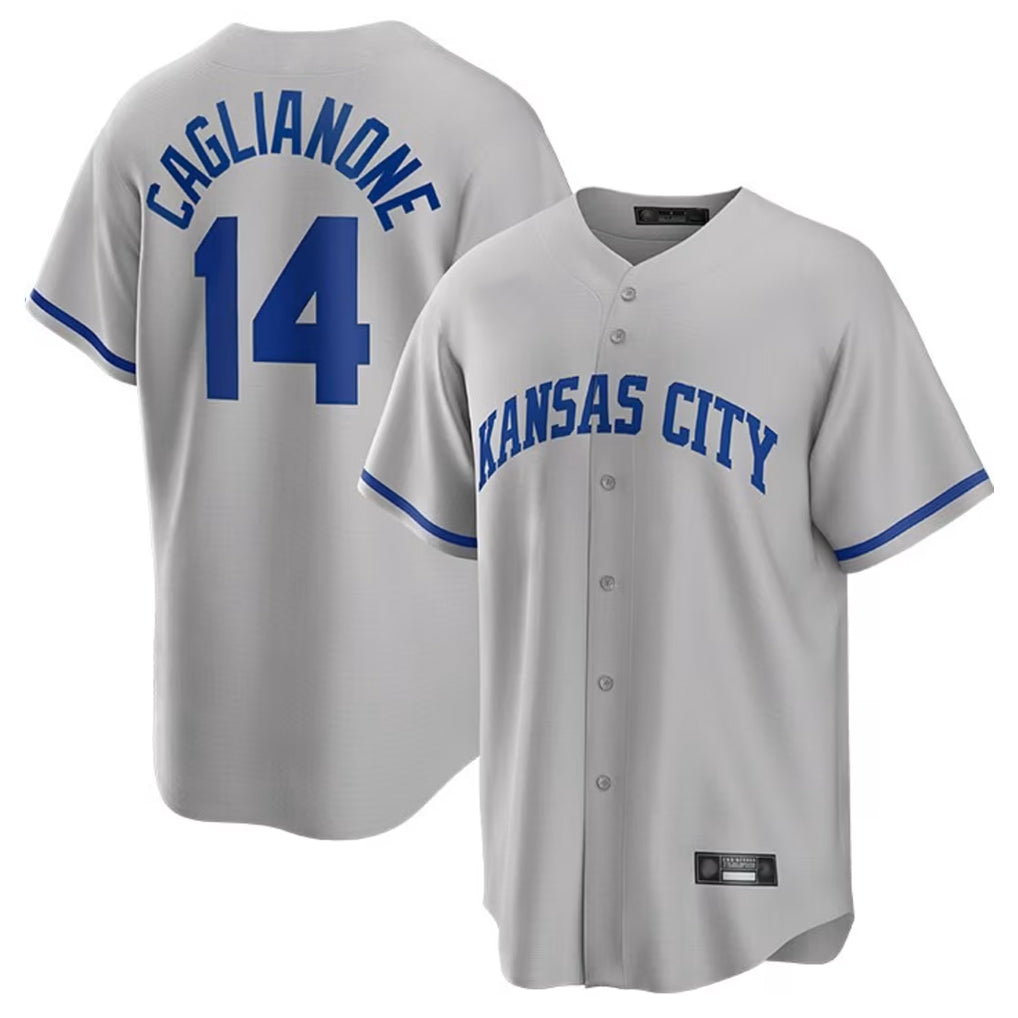 Ldoa KC.Royals #14 Jac Caglianone Player Gray Game Home Stitched Jerseys