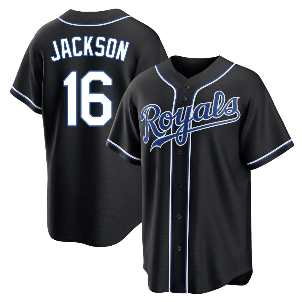 Ldoa KC.Royals #16 Bo Jackson Player Black Carbon Fashion Home Game Stitched Jerseys