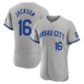 Ldoa KC.Royals #16 Bo Jackson Player Gray Limited Elite Home Game Stitched Jerseys