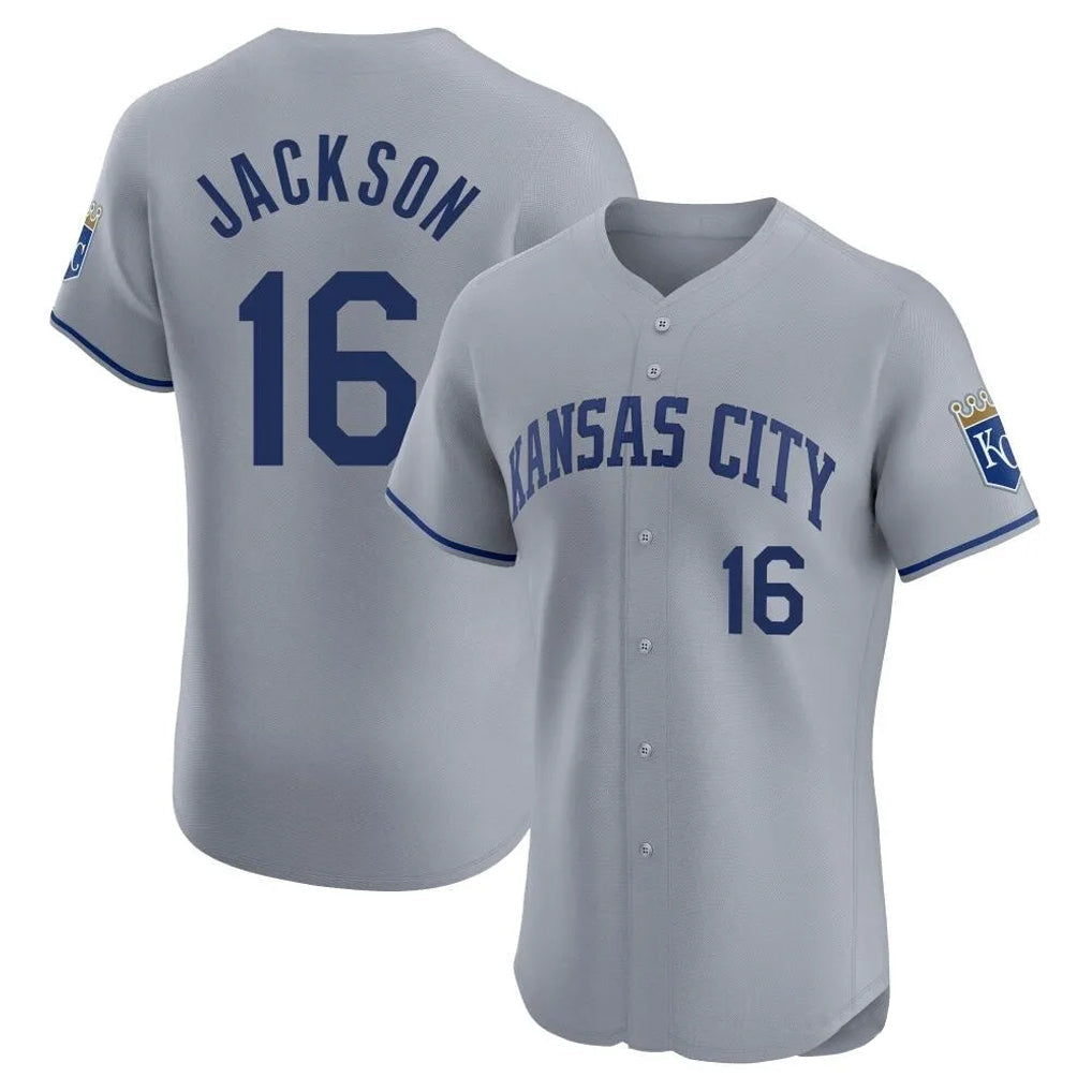 Ldoa KC.Royals #16 Bo Jackson Player Gray Limited Elite Home Stitched Jerseys