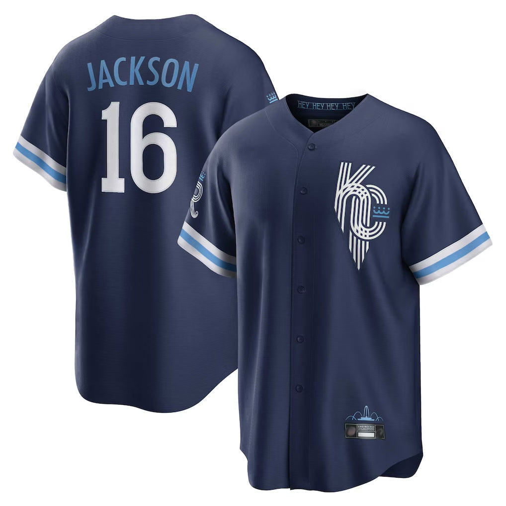 Ldoa KC.Royals #16 Bo Jackson Player Navy City Connect Home Game Stitched Jerseys