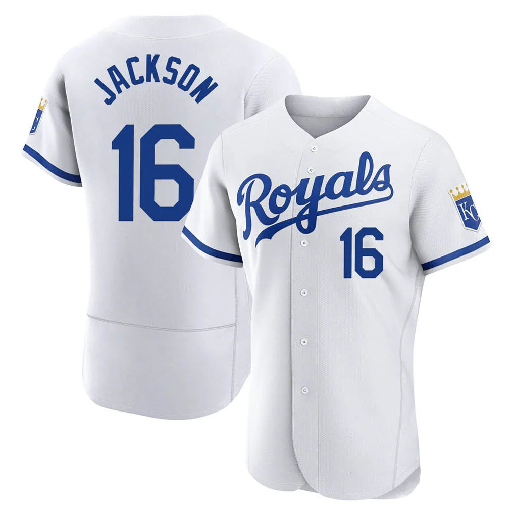 Ldoa KC.Royals #16 Bo Jackson Player White Limited Elite Home Game Stitched Jerseys