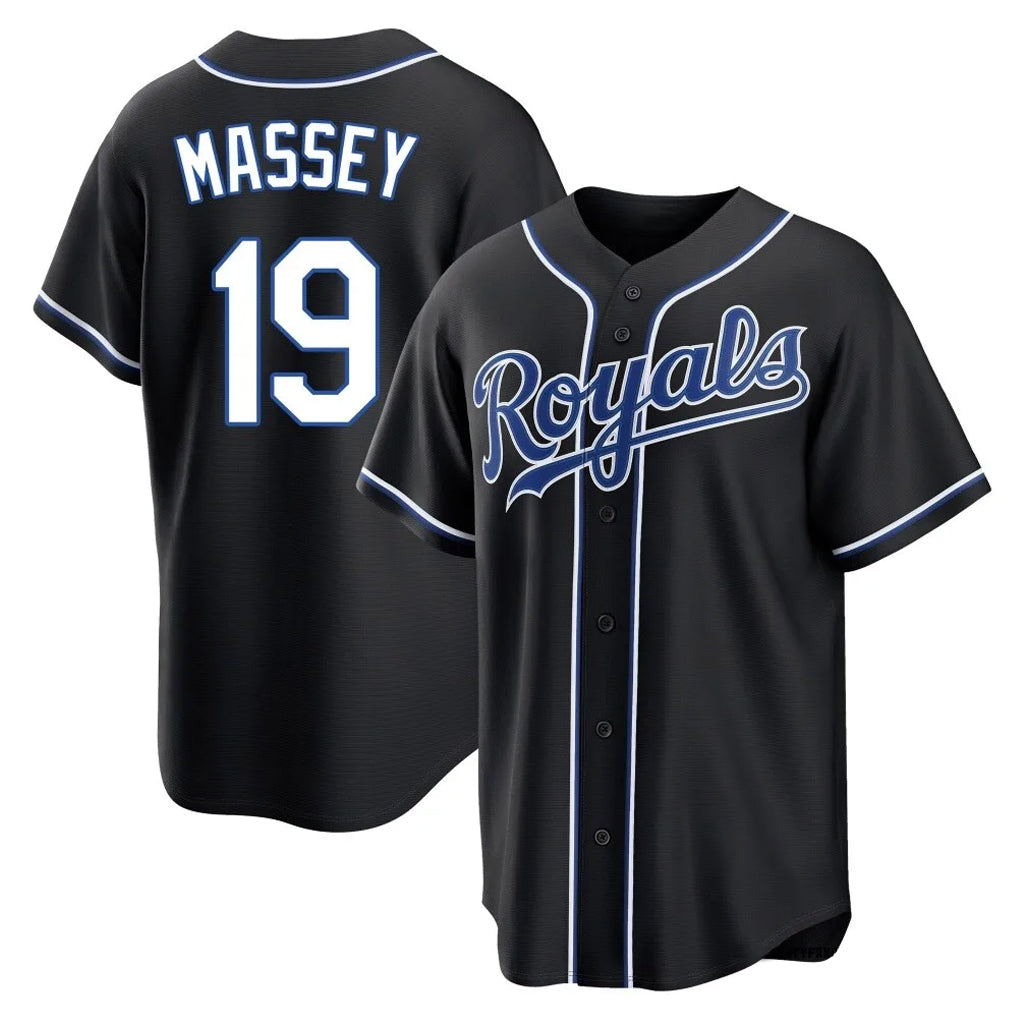 Ldoa KC.Royals #19 Michael Massey Player Black Carbon Fashion Home Game Stitched Jerseys