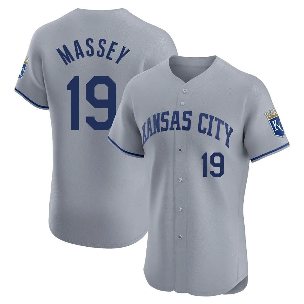 Ldoa KC.Royals #19 Michael Massey Player Gray Limited Elite Home Stitched Jerseys