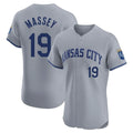 Ldoa KC.Royals #19 Michael Massey Player Gray Limited Elite Home Stitched Jerseys