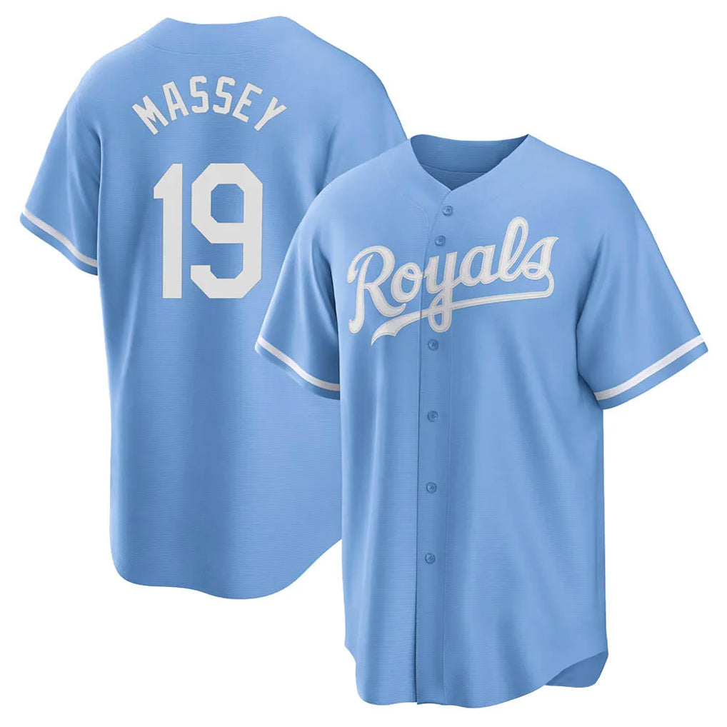 Ldoa KC.Royals #19 Michael Massey Player Light Blue Home Game Stitched Jerseys