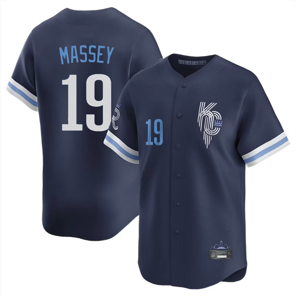 Ldoa KC.Royals #19 Michael Massey Player Navy City Connect Limited Home Stitched Jerseys