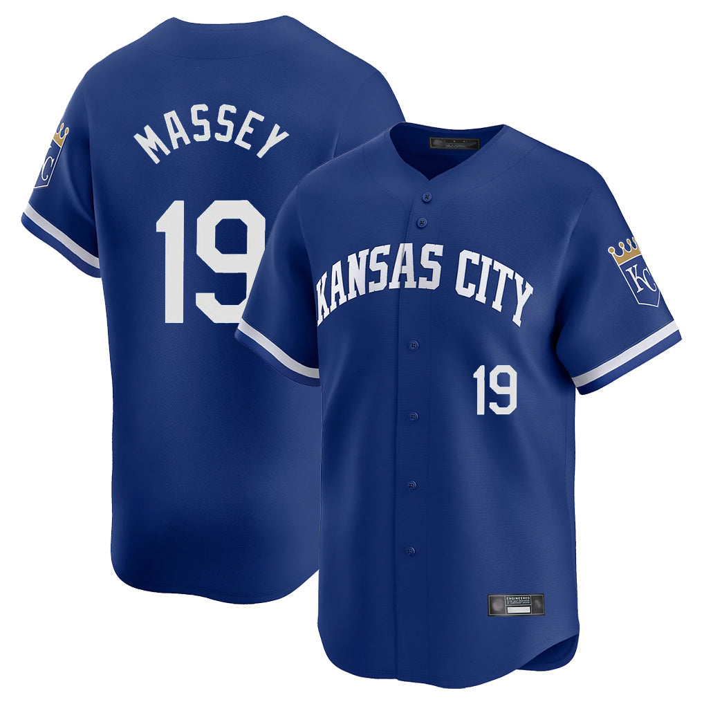 Ldoa KC.Royals #19 Michael Massey Player Royal Limited Home Stitched Jerseys