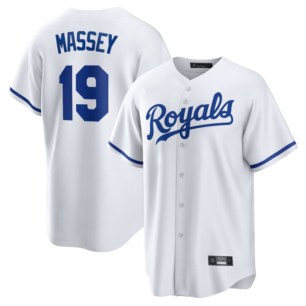 Ldoa KC.Royals #19 Michael Massey Player White Home Game Stitched Jerseys