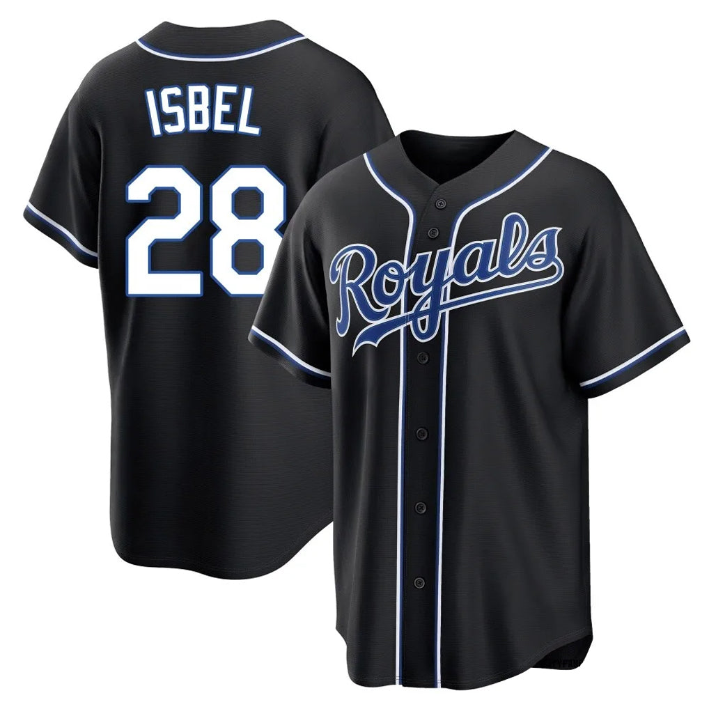 Ldoa KC.Royals #28 Kyle Isbel Player Black Carbon Fashion Home Game Stitched Jerseys