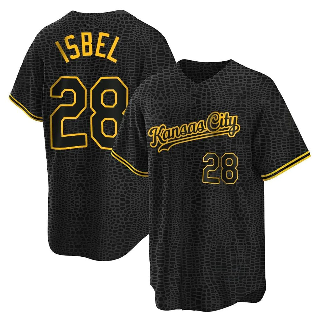 Ldoa KC.Royals #28 Kyle Isbel Player Black Snake Skin City Game Stitched Jerseys