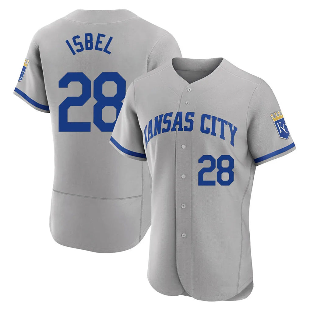 Ldoa KC.Royals #28 Kyle Isbel Player Gray Limited Elite Home Game Stitched Jerseys