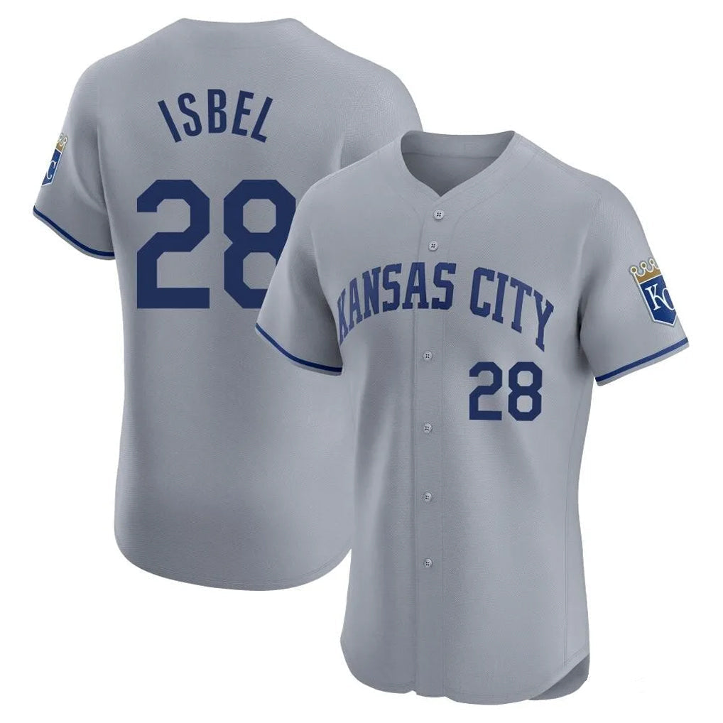 Ldoa KC.Royals #28 Kyle Isbel Player Gray Limited Elite Home Stitched Jerseys