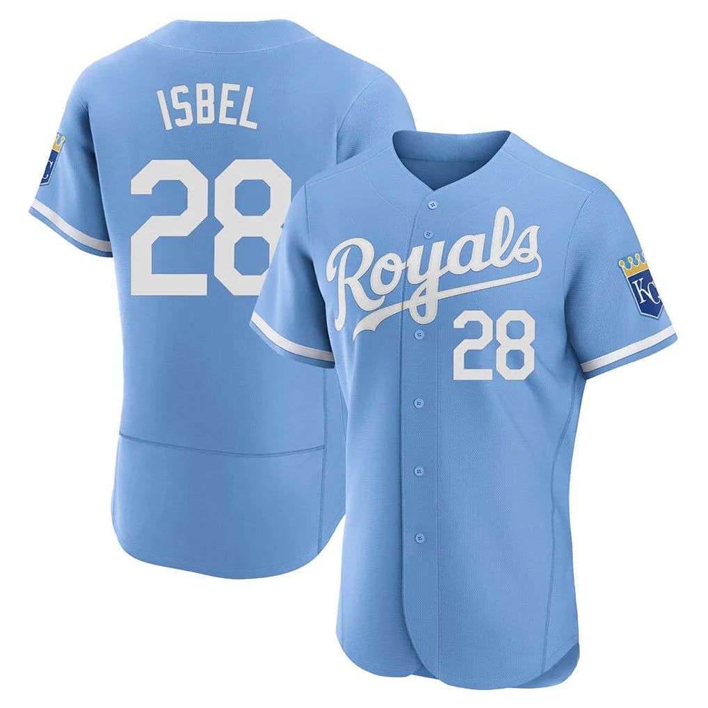Ldoa KC.Royals #28 Kyle Isbel Player Light Blue Alt Limited Elite Home Stitched Jerseys