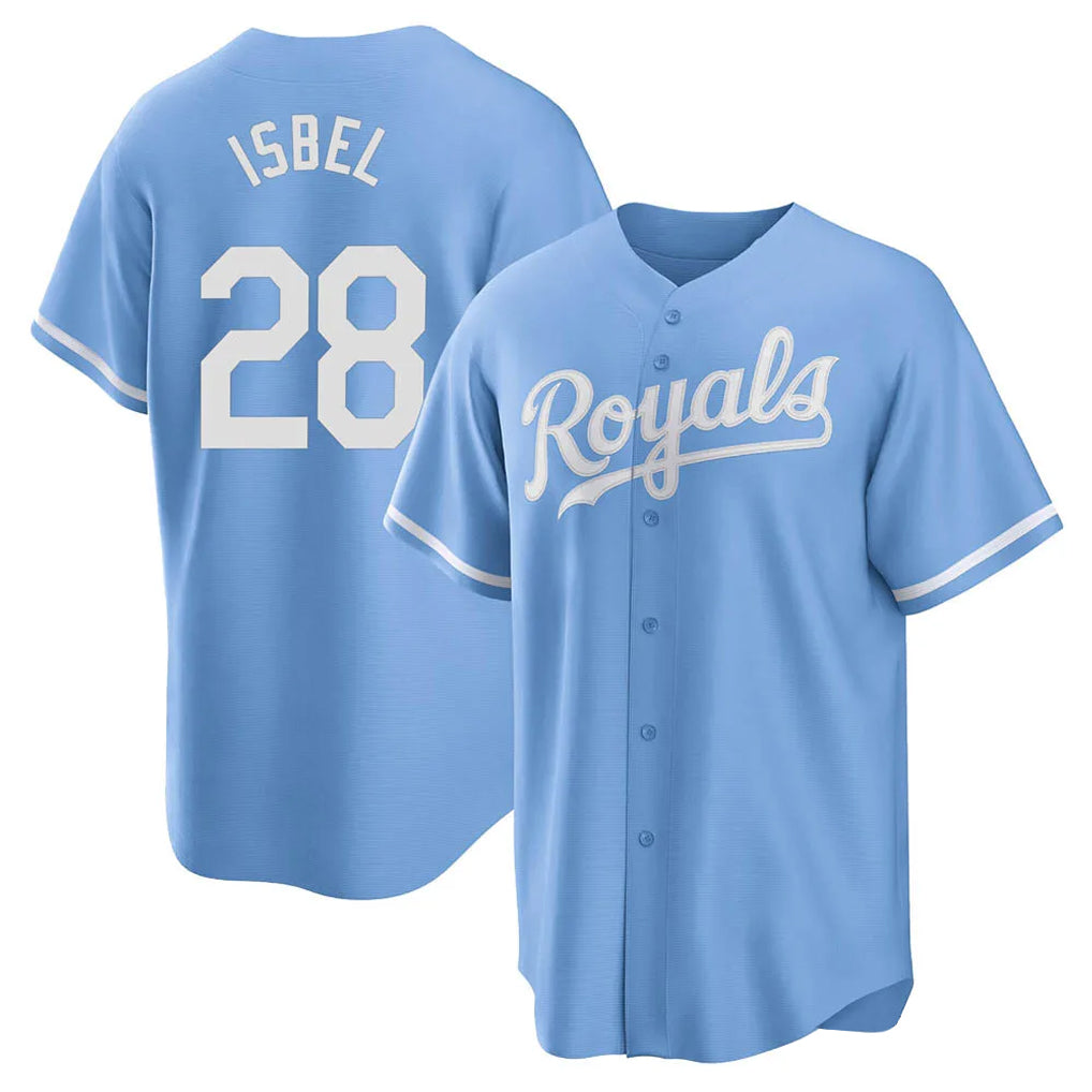 Ldoa KC.Royals #28 Kyle Isbel Player Light Blue Home Game Stitched Jerseys