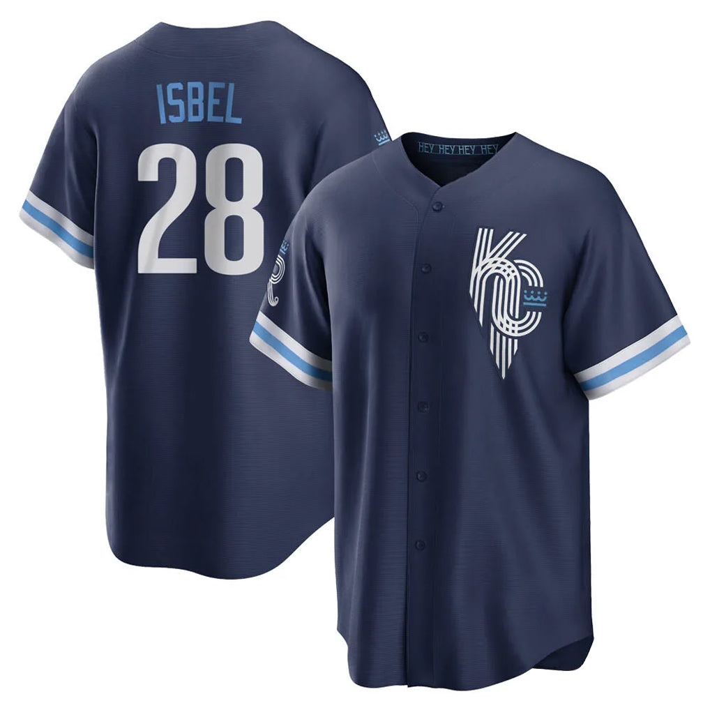 Ldoa KC.Royals #28 Kyle Isbel Player Navy City Connect Home Game Stitched Jerseys
