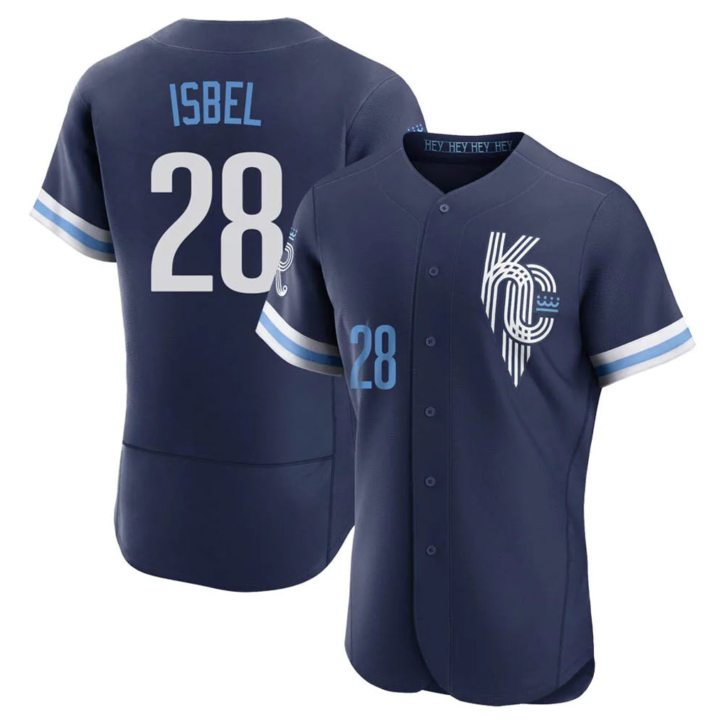 Ldoa KC.Royals #28 Kyle Isbel Player Navy City Connect Limited Elite Home Stitched Jerseys