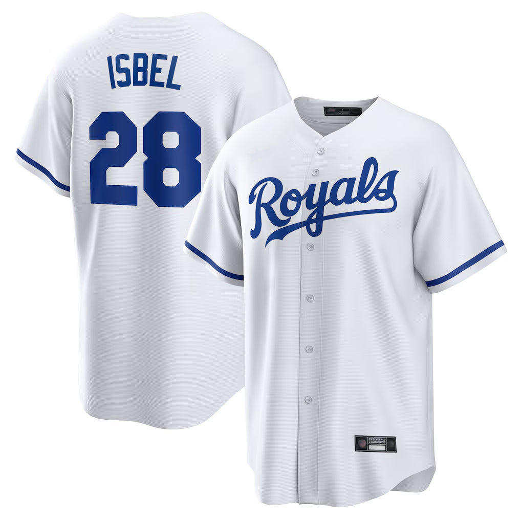 Ldoa KC.Royals #28 Kyle Isbel Player White Home Game Stitched Jerseys