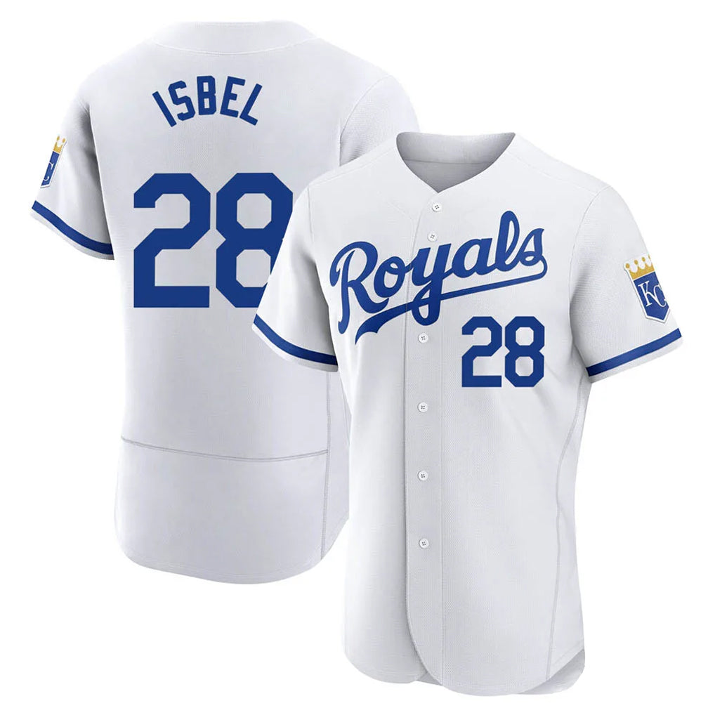 Ldoa KC.Royals #28 Kyle Isbel Player White Limited Elite Home Game Stitched Jerseys