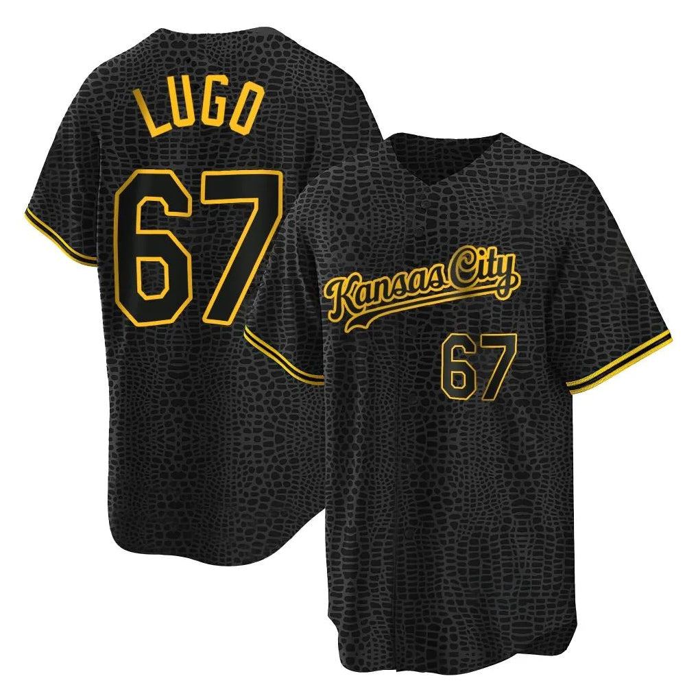 Ldoa KC.Royals #67 Seth Lugo Player Black Snake Skin City Game Stitched Jerseys