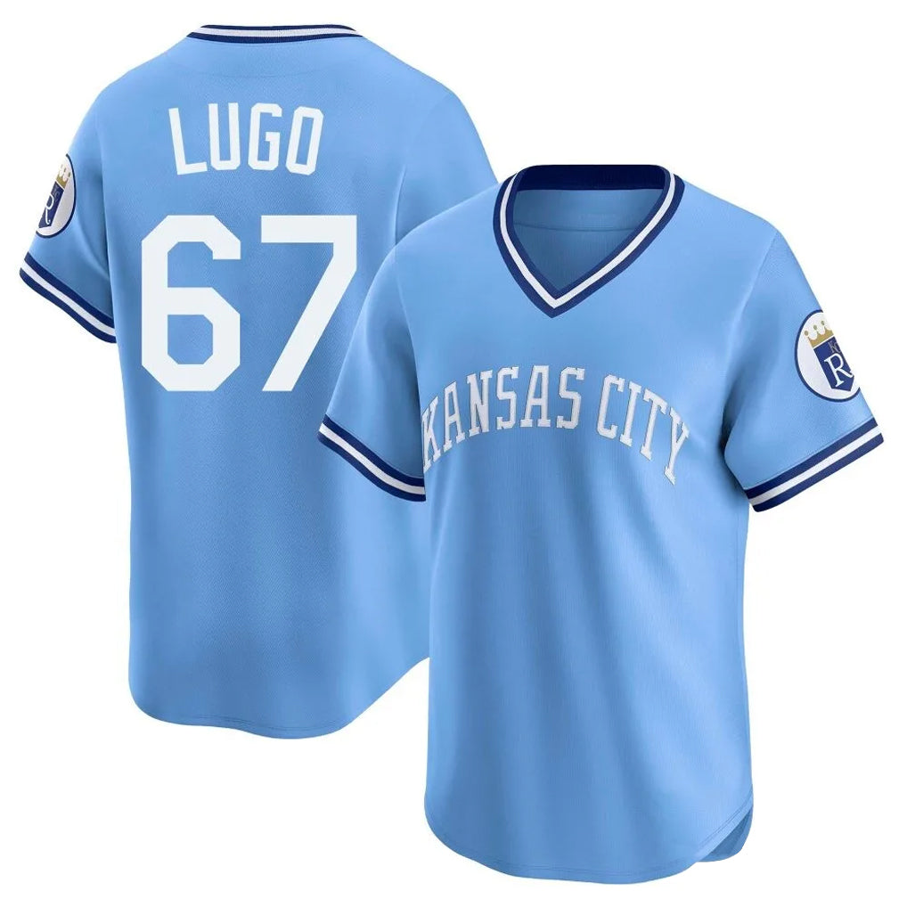 Ldoa KC.Royals #67 Seth Lugo Player Light Blue Limited Throwback Cooperstown Collection T-shirt Stitched Jerseys