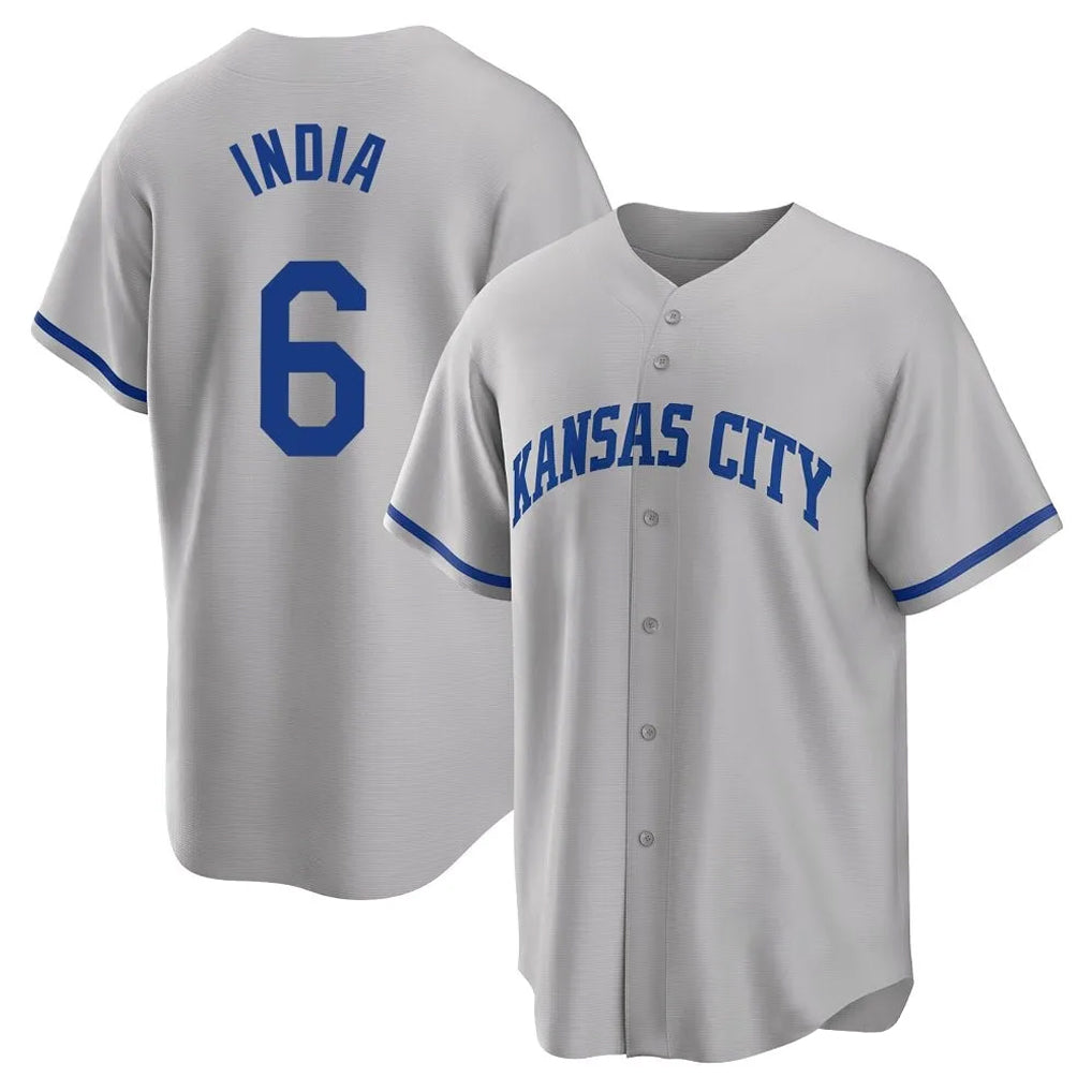Ldoa KC.Royals #6 Jonathan India Player Gray Game Home Stitched Jerseys