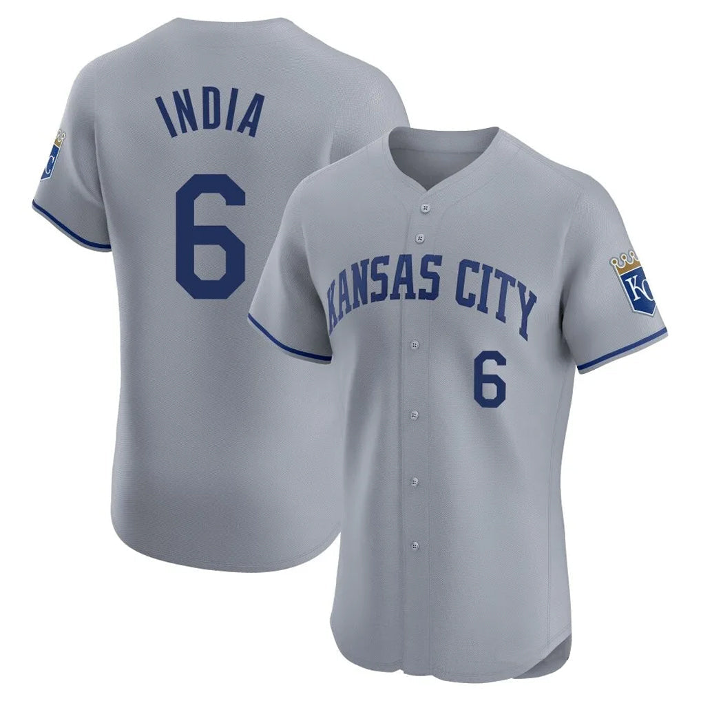 Ldoa KC.Royals #6 Jonathan India Player Gray Limited Elite Home Stitched Jerseys