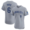 Ldoa KC.Royals #6 Jonathan India Player Gray Limited Elite Home Stitched Jerseys