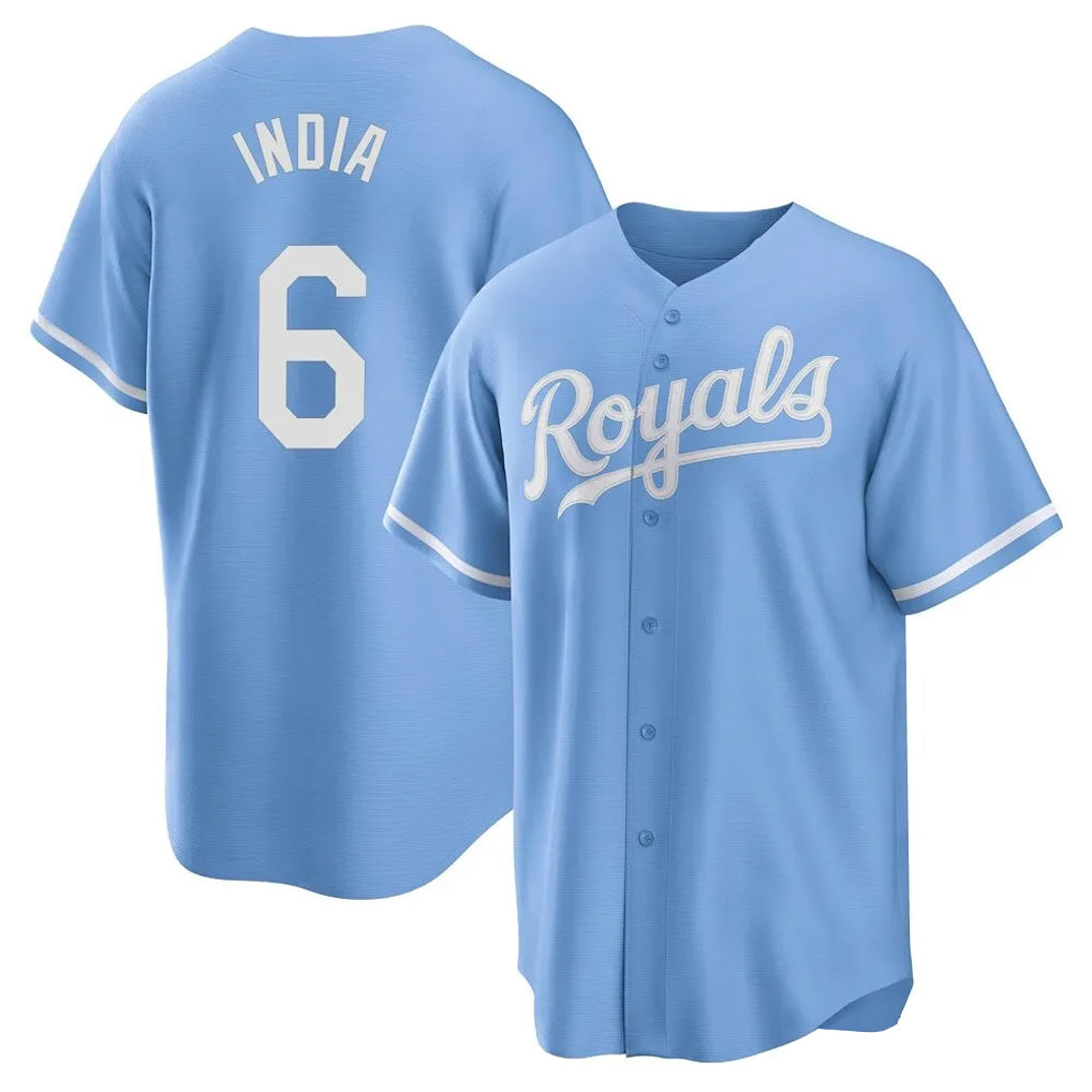 Ldoa KC.Royals #6 Jonathan India Player Light Blue Home Game Stitched Jerseys