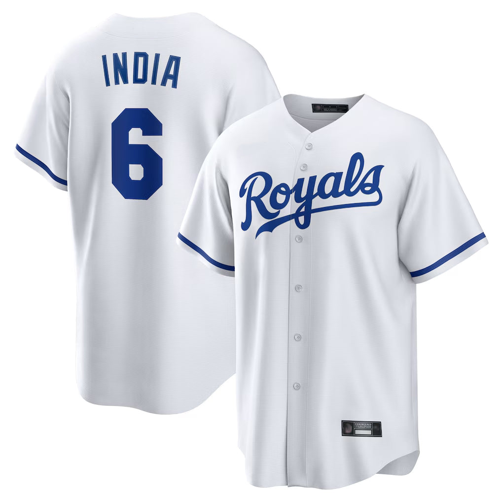 Ldoa KC.Royals #6 Jonathan India Player White Home Game Stitched Jerseys