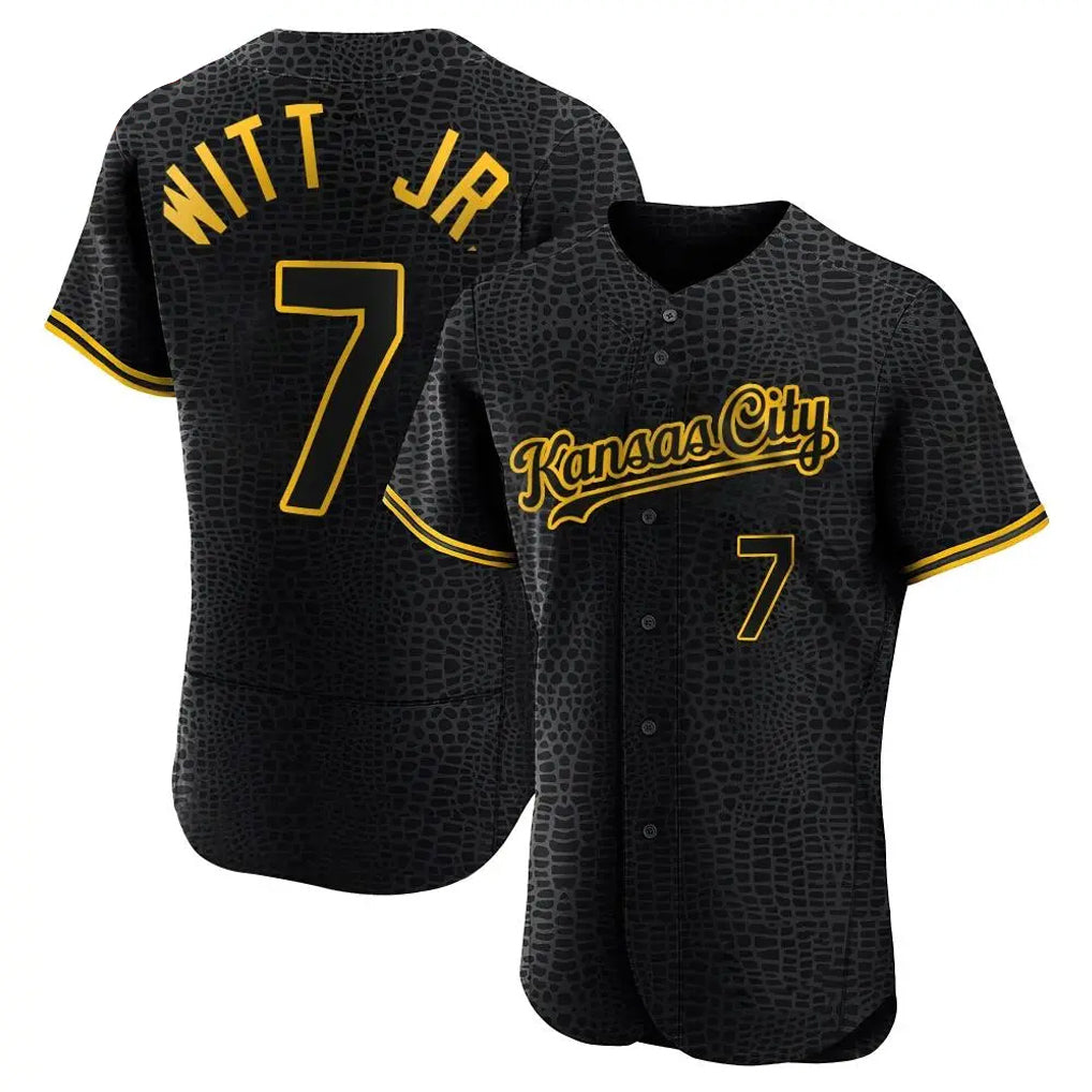 Ldoa KC.Royals #7 Bobby Witt Jr. Player Black Snake Skin City Limited Elite Stitched Jerseys
