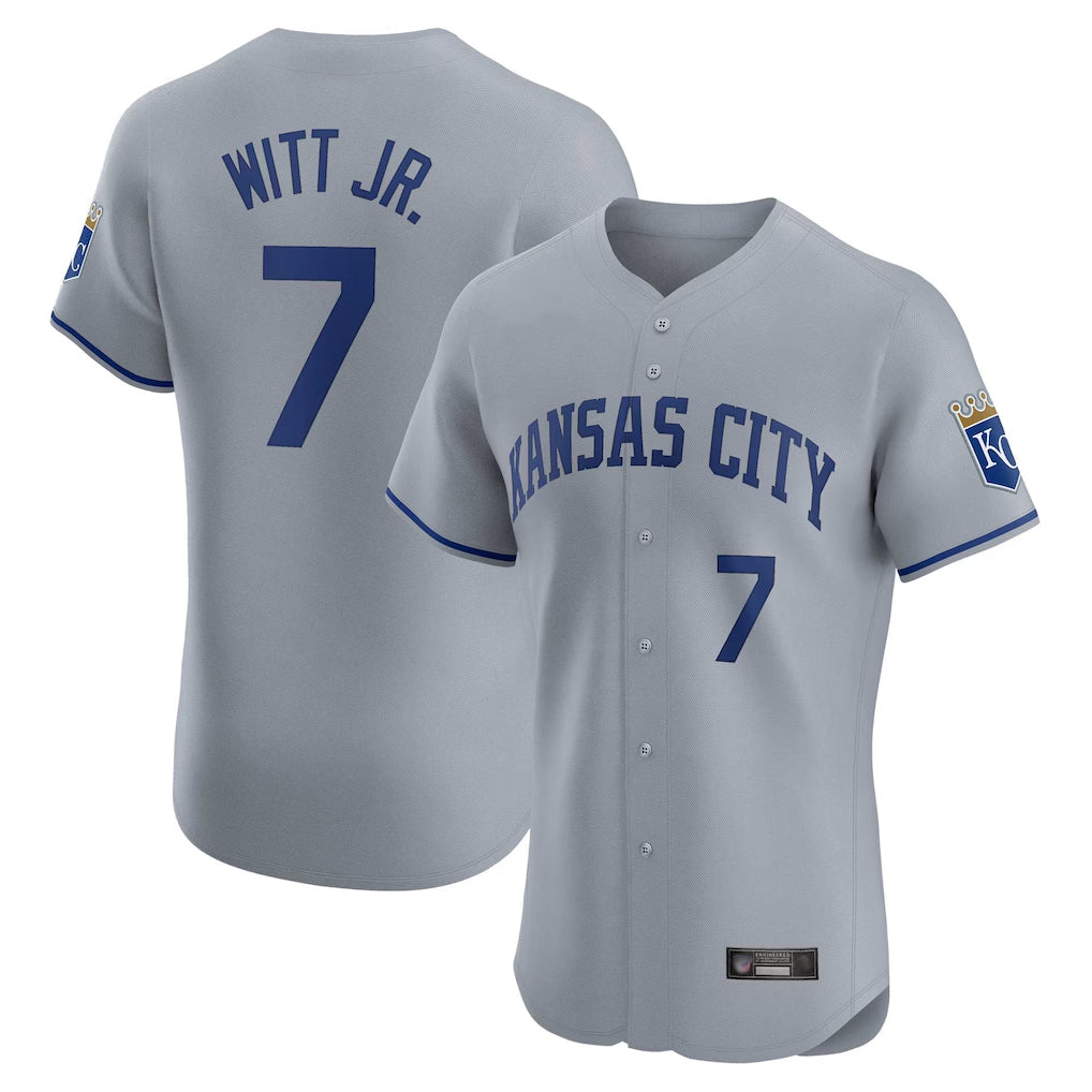 Ldoa KC.Royals #7 Bobby Witt Jr. Player Gray Limited Elite Home Stitched Jerseys