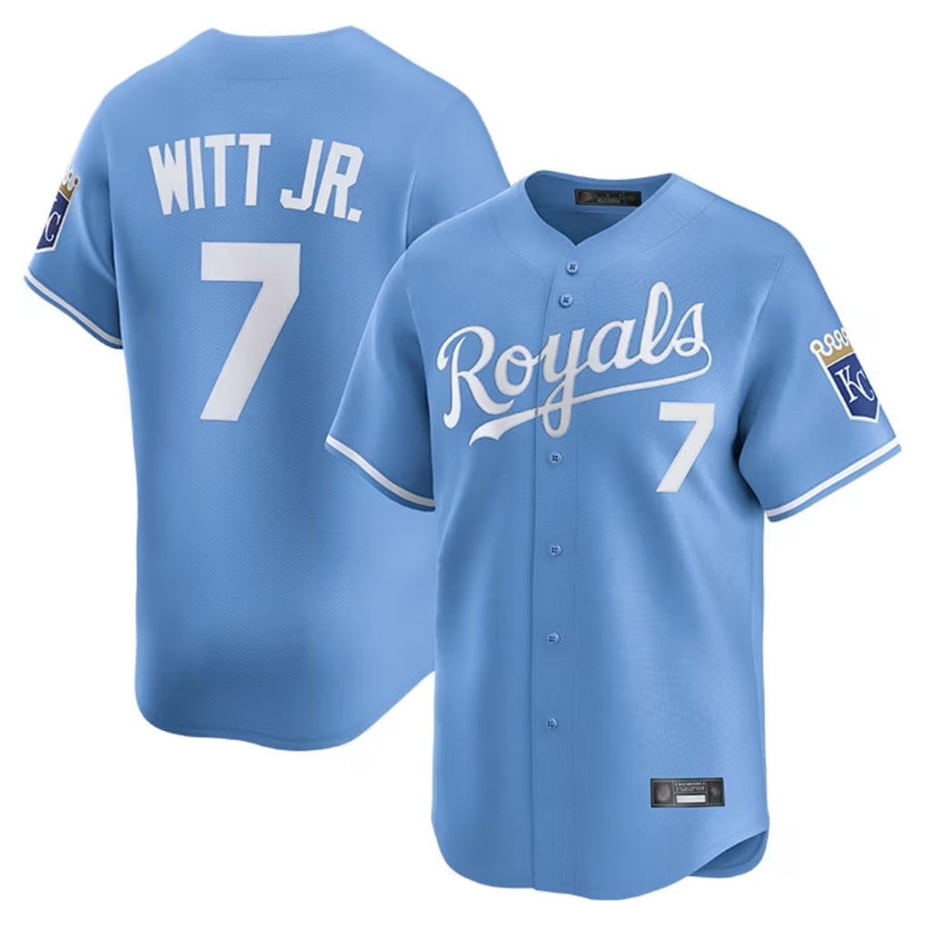 Ldoa KC.Royals #7 Bobby Witt Jr. Player Light Blue Alt Limited Home Stitched Jerseys