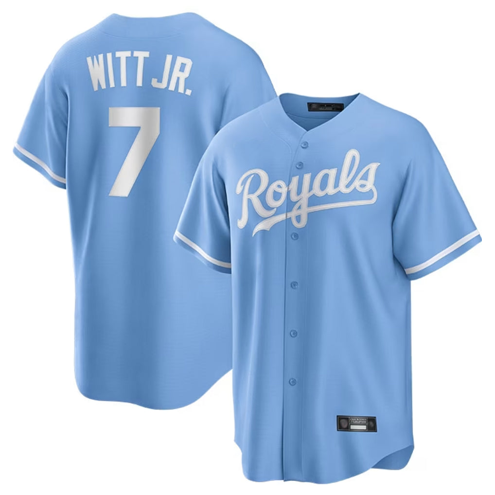 Ldoa KC.Royals #7 Bobby Witt Jr. Player Light Blue Home Game Stitched Jerseys