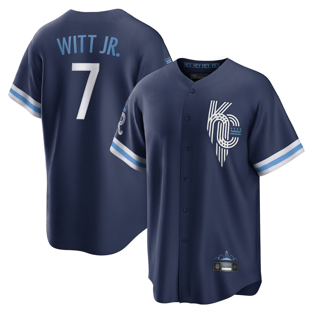 Ldoa KC.Royals #7 Bobby Witt Jr. Player Navy City Connect Home Game Stitched Jerseys