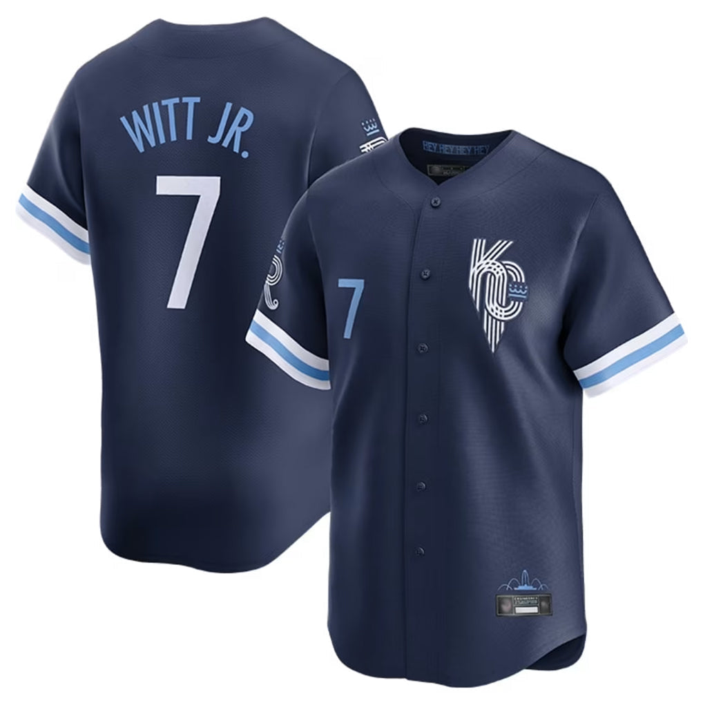 Ldoa KC.Royals #7 Bobby Witt Jr. Player Navy City Connect Limited Home Stitched Jerseys