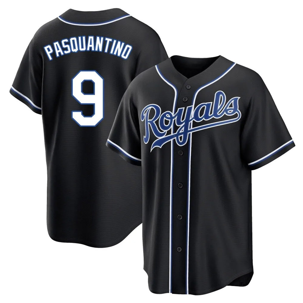 Ldoa KC.Royals #9 Vinnie Pasquantino Player Black Carbon Fashion Home Game Stitched Jerseys