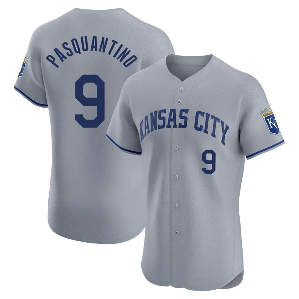 Ldoa KC.Royals #9 Vinnie Pasquantino Player Gray Limited Elite Home Stitched Jerseys