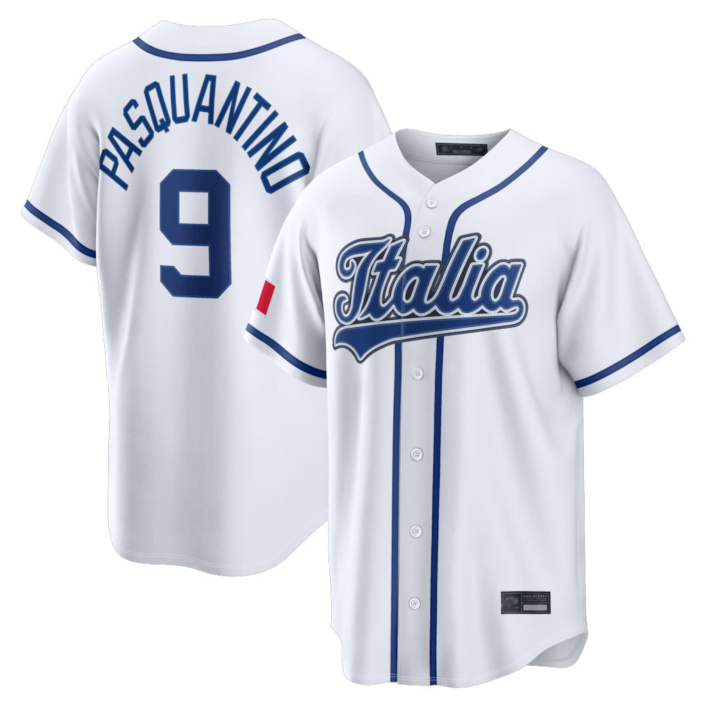 Ldoa KC.Royals #9 Vinnie Pasquantino Player White Italy 2026 WBC Classic Home Stitched Jerseys
