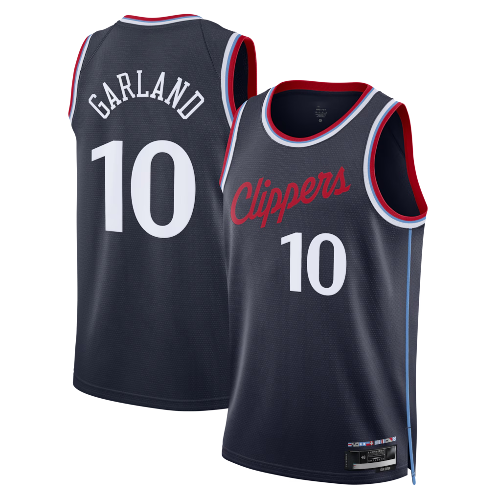 Ldoa LA.Clippers #10 Darius Garland Navy Swingman Stitched Jerseys- Icon Edition