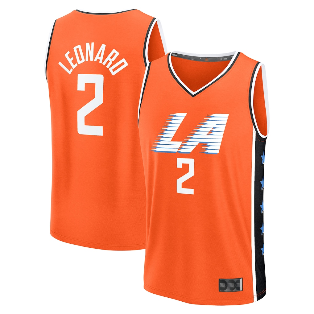 Ldoa LA.Clippers #2 Kawhi Leonard Orange 2025-2026 City Edition Fast Break Stitched Jerseys