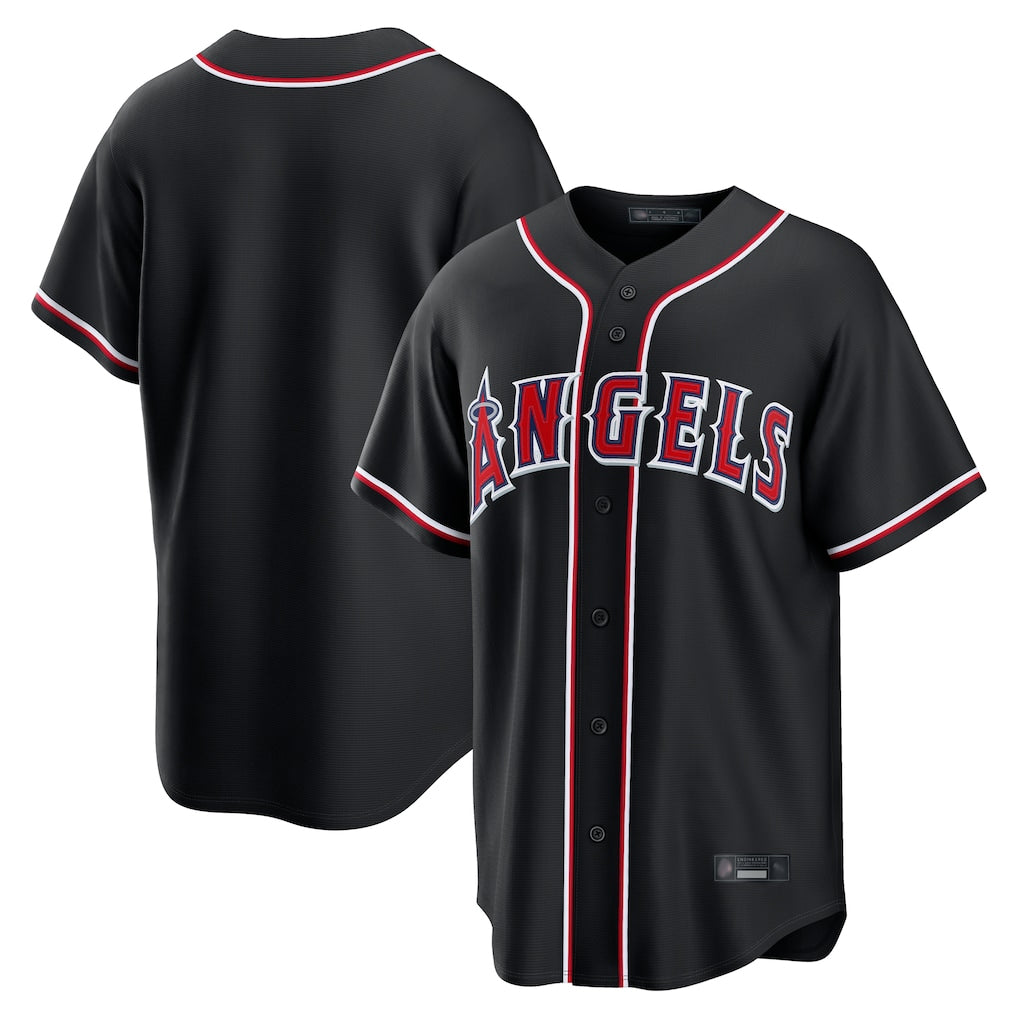 Ldoa LA.Angels Black Fashion Out Home Game Blank Player Stitched Jerseys