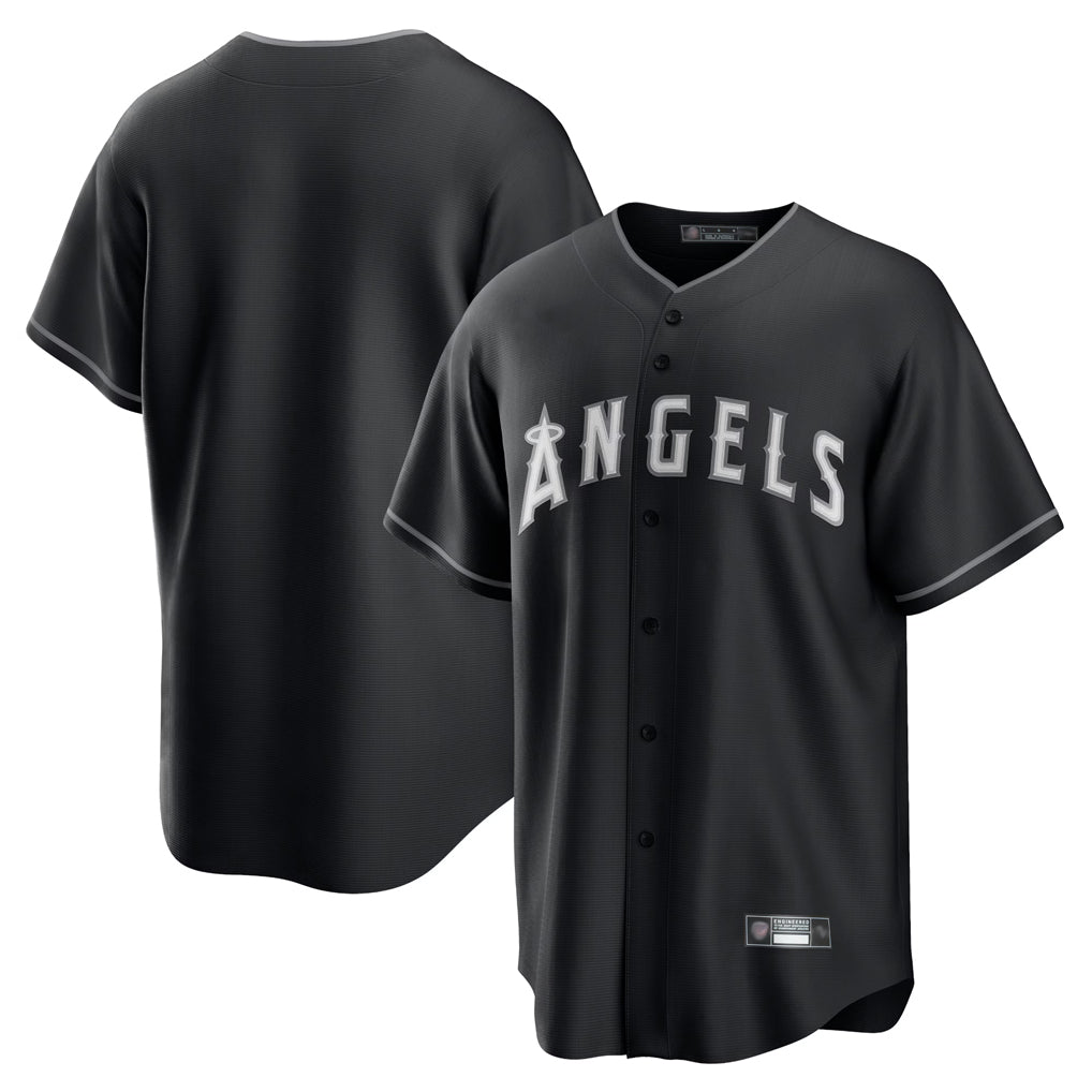 Ldoa LA.Angels Black Lights Out Fashion T-shirt Blank Player Stitched Jerseys