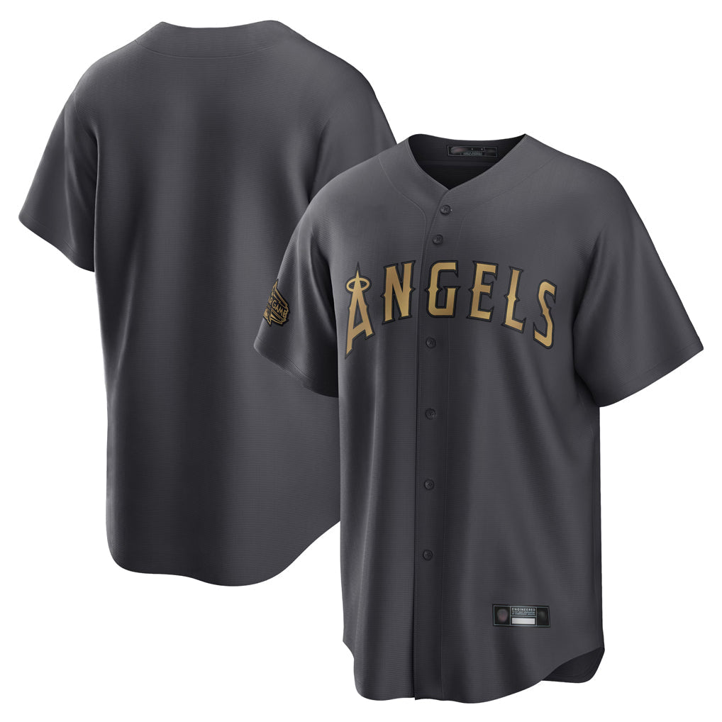 Ldoa LA.Angels Charcoal Game All-Star Blank Player Stitched Jerseys