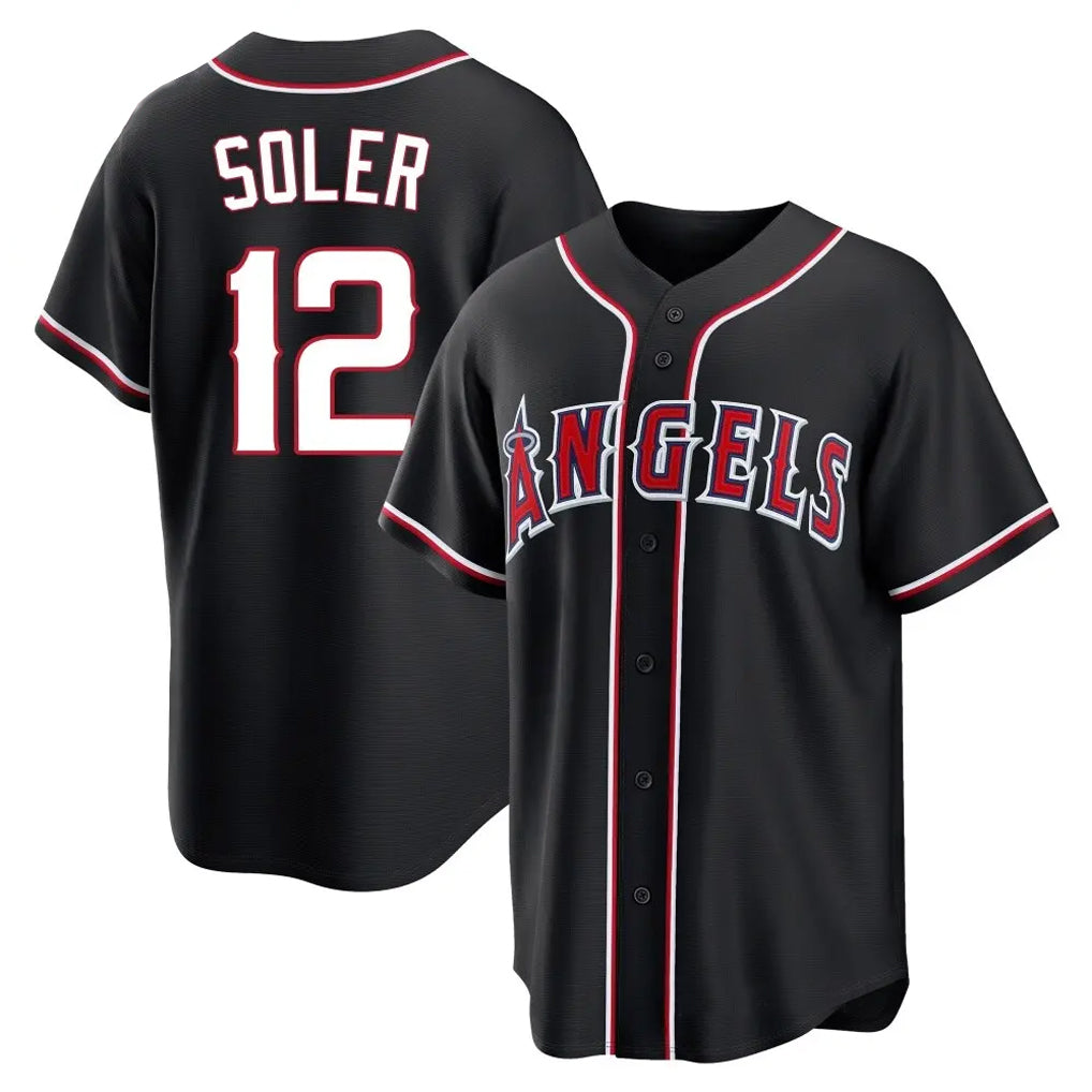 Ldoa LA.Angels #12 Jorge Soler Player Black Fashion Out Home Game Stitched Jerseys