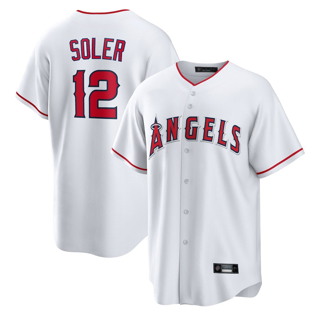 Ldoa LA.Angels #12 Jorge Soler Player White Home Game Stitched Jerseys
