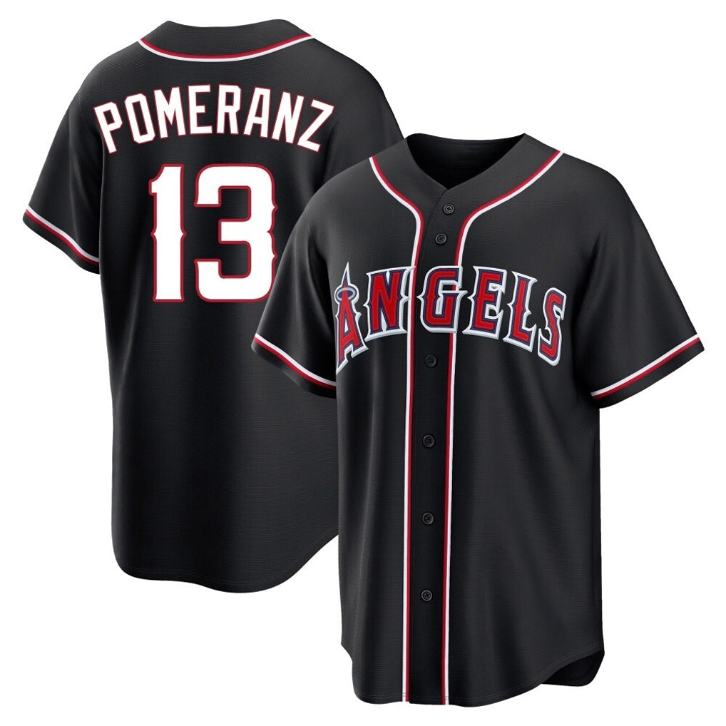 Ldoa LA.Angels #13 Drew Pomeranz Player Black Fashion Out Home Game Stitched Jerseys