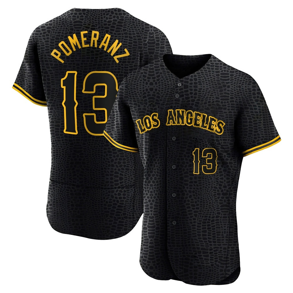 Ldoa LA.Angels #13 Drew Pomeranz Player Black Snake Skin City Limited Elite Home Stitched Jerseys